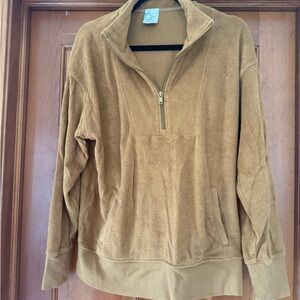 Aerie offline terrycloth tan Pullover